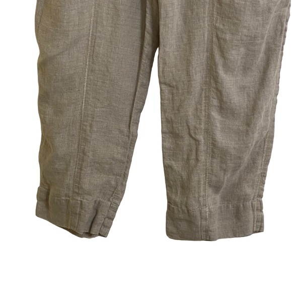 Yuvita Earthy Taupe Elastic Waist Pull On Linen Pants Comfy Size Medium - Picture 6 of 7